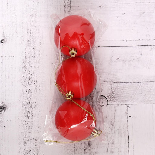 Цена за 3 шт. Ёлочные игрушки Матовый, шары новогодние, d=5.5 см, набор 3 шт., красный - Зимнее волшебство фото 3