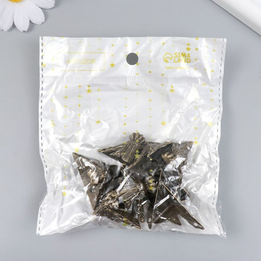 Цена за 8 шт. Уголок (ножка) для шкатулки металл «Фигурная», бронза, 2.9×4 см