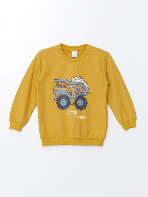 Bisiklet Yaka Uzun Kollu Bask?l? Erkek Bebek Sweatshirt 2li - Waikiki фото 2