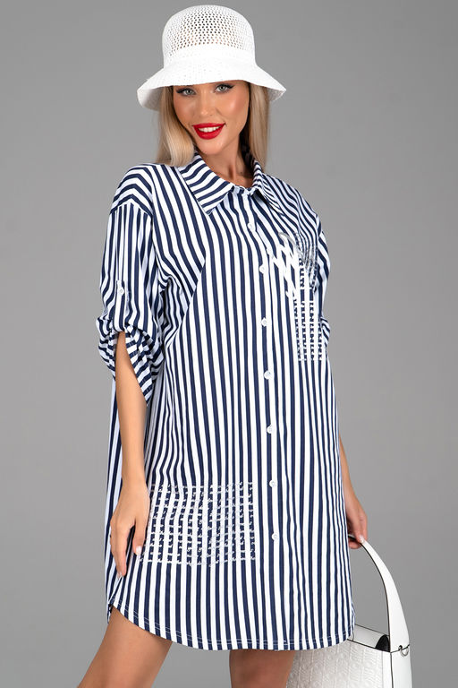 Платье  рубашка Молли (крупная полоска) - Эльза фото 10
