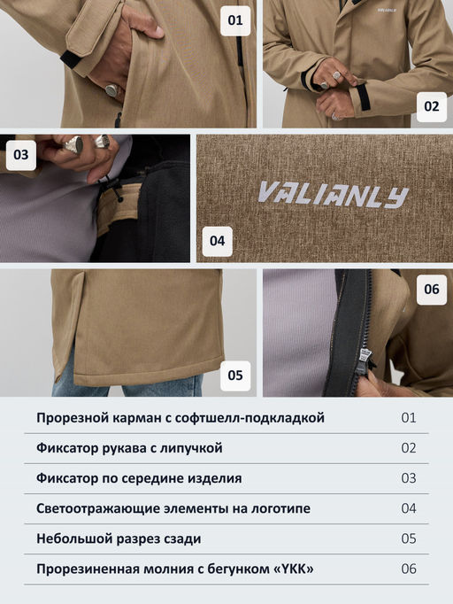 Парка спортивная мужская с капюшоном softshell бежевого цвета 9565B - Mtforce фото 40