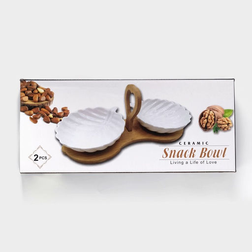 Салатники BellaTenero, 3 предмета: 2 салатника 300 мл, керамика, подставка-держатель из дерева, белые  фото 7