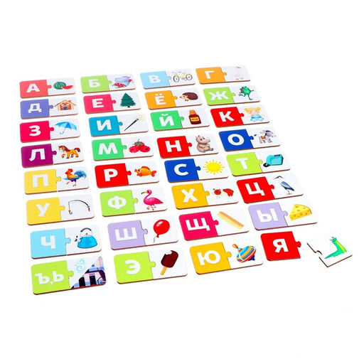 Обучающий набор Сколько букв в алфавите?, парные пазлы + картонная книга с окошками - Лесная мастерская фото 3