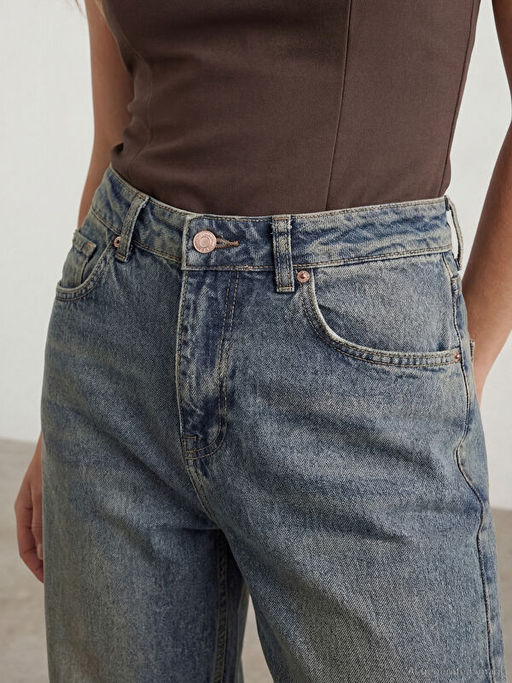 Y?ksek Bel Straight Fit Kad?n Jean Pantolon