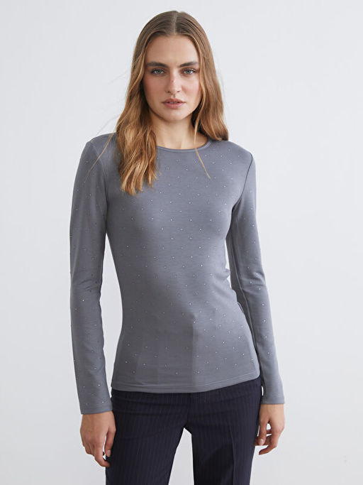 Bisiklet Yaka Ta?l? Kad?n Ti??rt