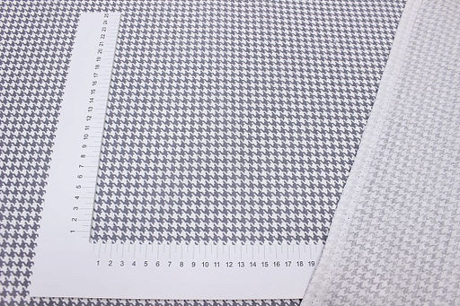 Бязь Серая гусиная лапка на белом, ш.1.5м, хлопок-100%, 110гр/м.кв - Купава фото 2