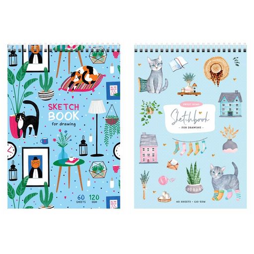 Скетчбук А6 60л. 120г/м, на гребне, карт.обл. "Cats" (С60грг_47668, ArtSpace)