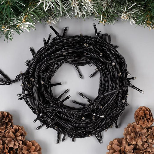 Гирлянда Нить 10 м, IP44, УМС, тёмная нить, 100 LED, свечение тёплое белое, 220 В - Luazon lighting фото 5