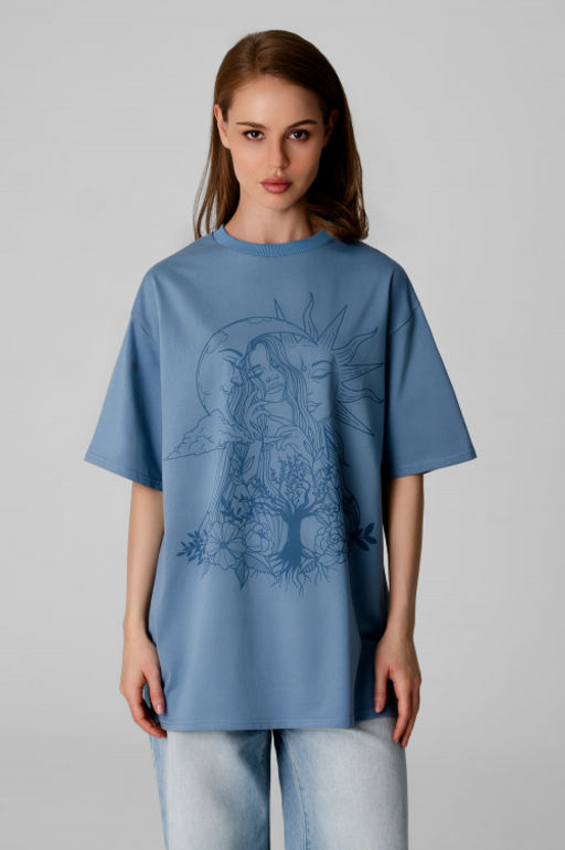 Арт. 3187 Футболка женская оверсайз 42-48 (4 шт) Цвет:серо-голубой - Калинка фото 17