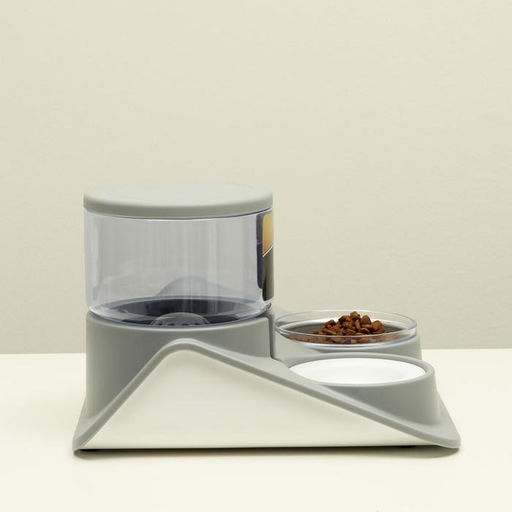 Комплекс для кормления с автопоилкой и съёмной миской, бело-серый - Пижон фото 2