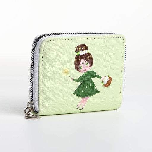 Кошелёк на молнии, отдел для карт, для монет, зелёный