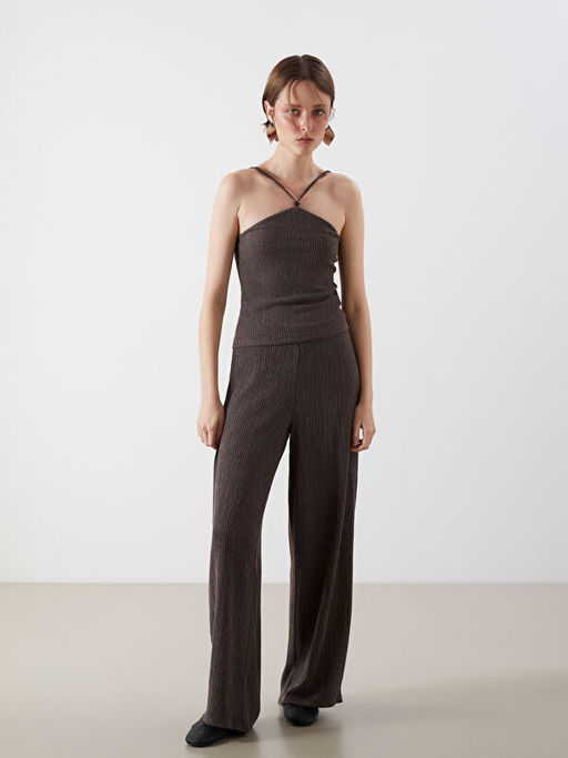 Halter Yaka Dokulu Ask?l? Bluz