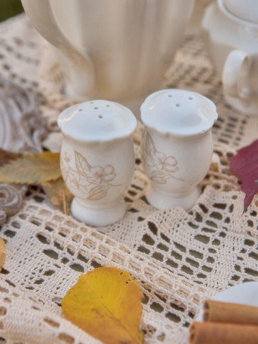 Набор для специй SL Home «Аманде», 5×5×8 см, солонка, перечница, фарфор, белый