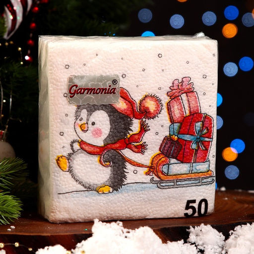 Цена за 4 шт. Салфетки бумажные Новогодняя почта, 1 слой, 24?24 см, 50 шт.