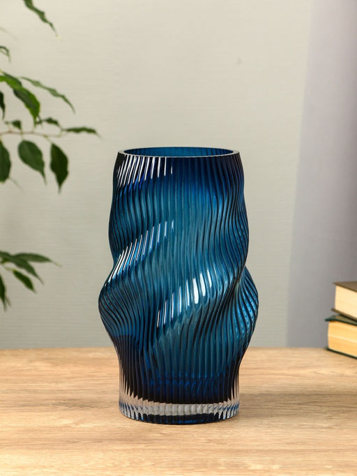Ваза «Ванесса», волны, 24×12 см, стекло, синяя
