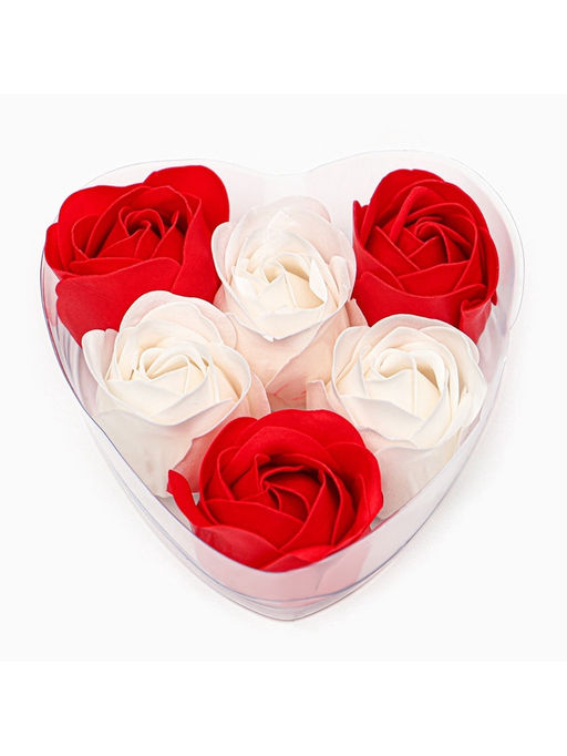 Подарочный набор мыльных бело-красных роз в шкатулке, 6 шт. - SB BEAUTY фото 7