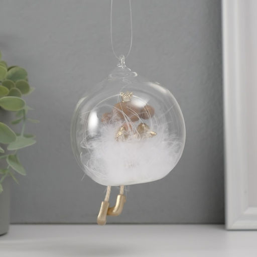 Фигурка - подвеска «Ангелочек-принцесса пушок в шарике», ёлочная игрушка, 9×8.5×8.5 см