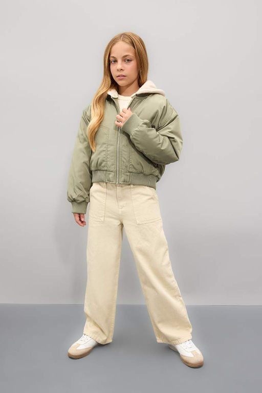 Пуховик со съемным капюшоном для девочек - Defacto фото 2