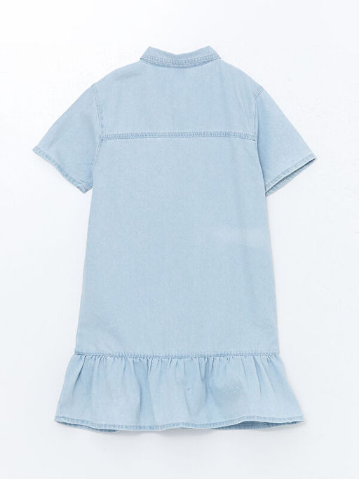 G?mlek Yaka K?z ?ocuk Jean Elbise