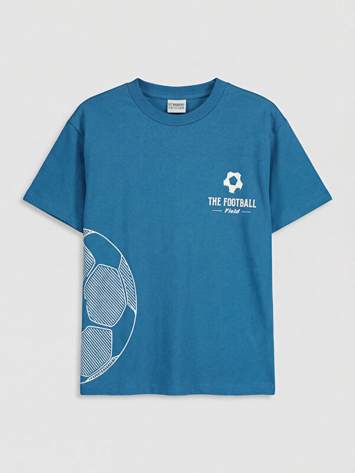 Bisiklet Yaka Bask?l? Erkek ?ocuk Ti??rt