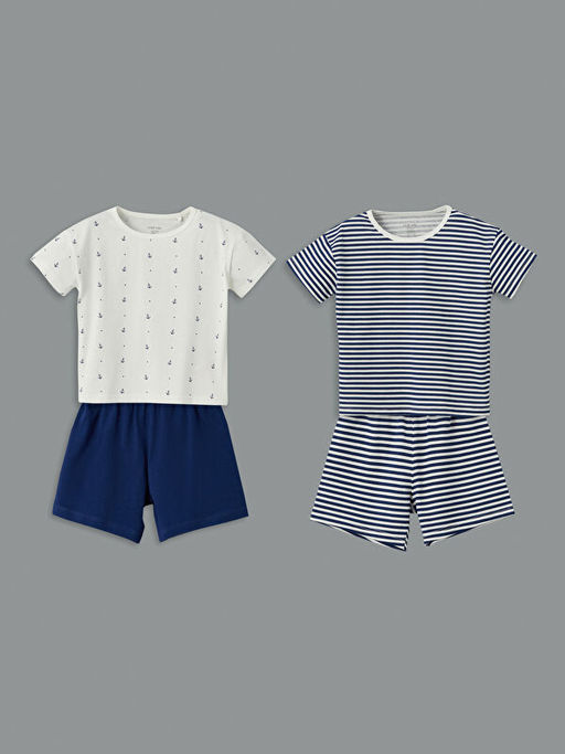 Pamuklu Erkek Bebek ?ortlu Pijama Tak?m 2li