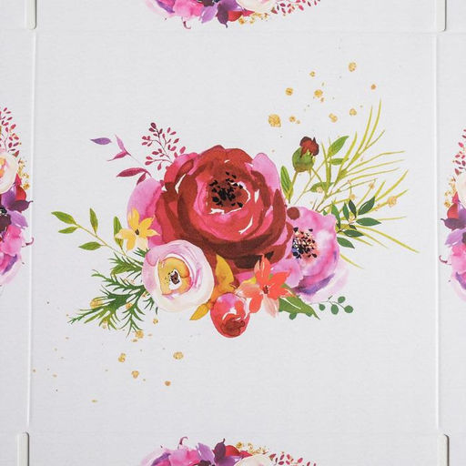 Цена за 5 шт. Кондитерская упаковка, коробка для макарун с пластиковой крышкой, «Цветы», 12 х 12 х 3.5 см