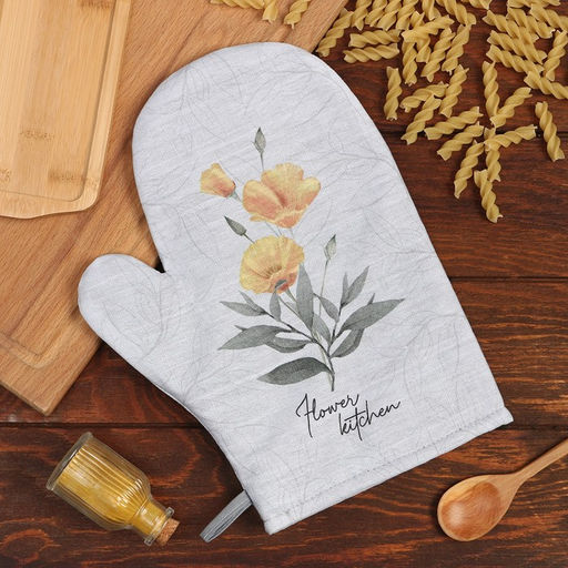 Цена за 2 шт. Варежка-прихватка Этель Yellow poppies 20×27 см, 100% хлопок, 250 г/м²