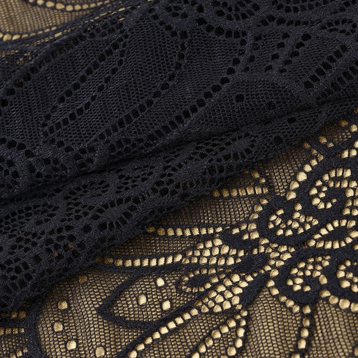 Кружевная эластичная ткань, 185 мм, 2.7±0.5 м, чёрная