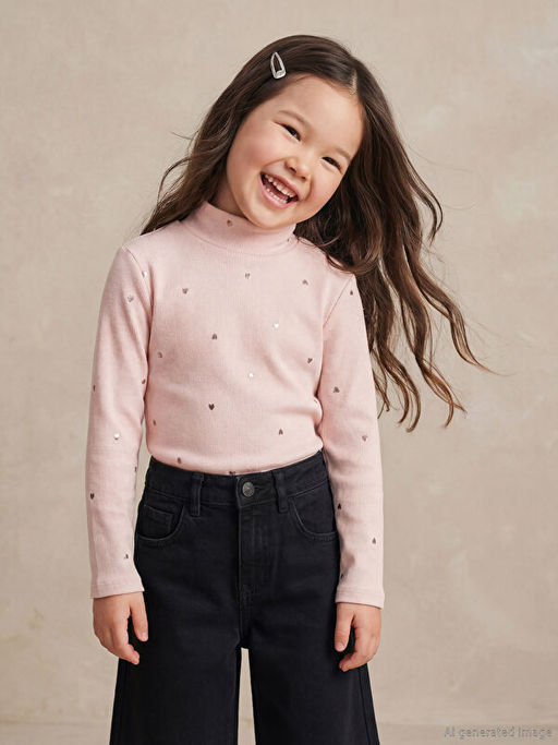 Bal?k?? Yaka Desenli K?z ?ocuk Ti??rt