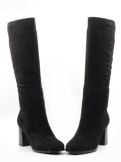 02-K91-B1 BLACK Сапоги женские (натуральная замша, натуральный мех (еврозима)) - Фабричный китай фото 10