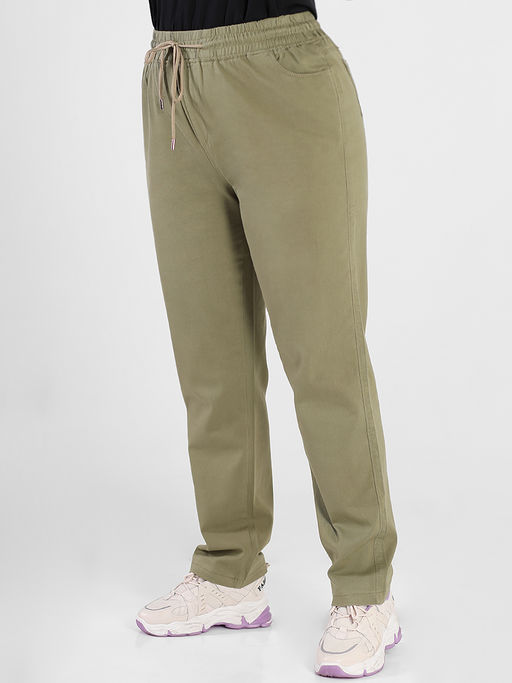 Зеленые брюки на круговой резинке летние большие