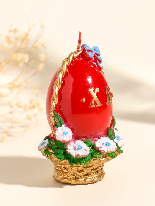 Свеча декоративная Пасхальное яйцо в корзинке, 7?10.5 см, 130 г