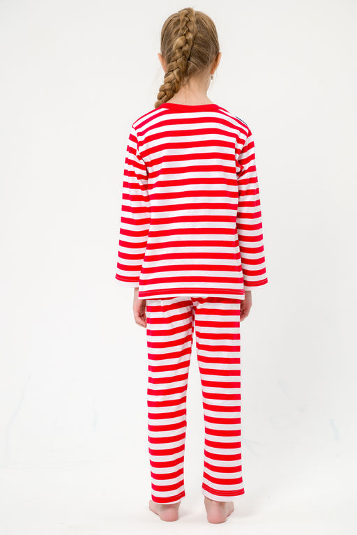 Пижама детская из джемпера и брюк без манжет из интерлока Сафари красный полоса - Амадэль фото 23