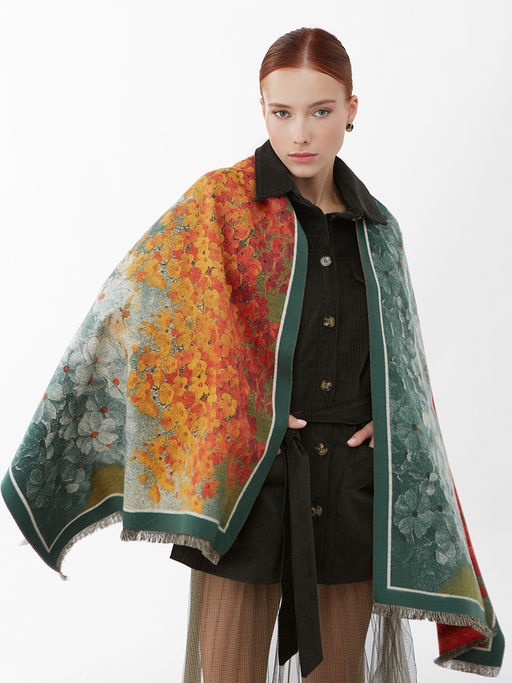 в составе ШЕРСТЬ и КАШЕМИР  Большой, мягкий, теплый двусторонний палантин с принтом. - Tantino фото 7