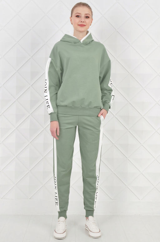 Арт. 2355 Костюм с брюками женский 44-52 (5 шт) Цвет:верх- кэмел, белый, низ- кэмел, белый - Калинка фото 9