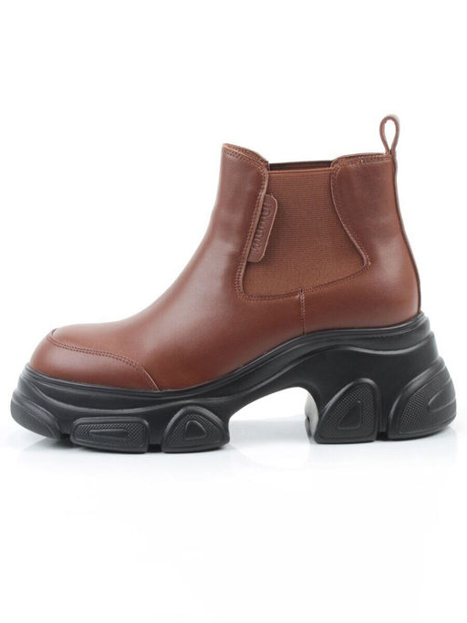 01-H23B40MB BROWN Ботинки демисезонные женские (натуральная кожа, байка)