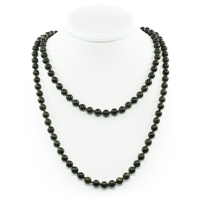 Бусы змеевик, круглые 8мм, длинные 118см