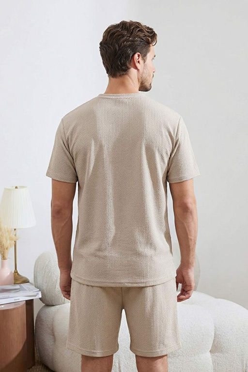 Bej Regular Fit Dokulu Esnek _rme Pijama Tak_m_ TMNSS26PT00018 - Trendyolmilla фото 2
