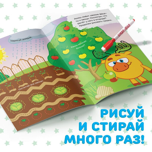 Книга Напиши и сотри. Рисовалки, 12 стр., А5, + маркер, Смешарики  фото 3