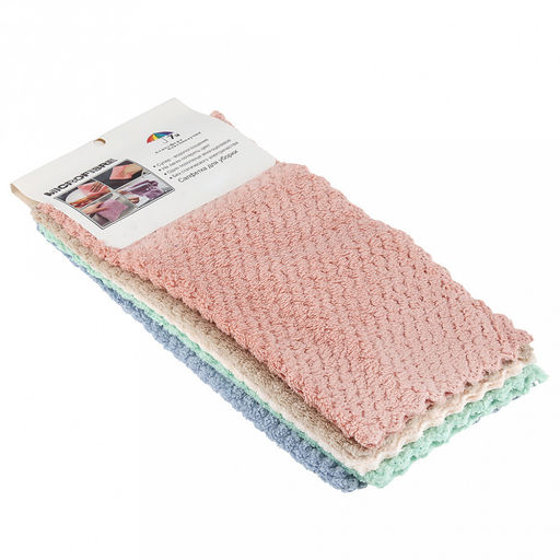 Салфетка для уборки 25х25см "Уборщик", микрофибра, набор 5шт (Китай)