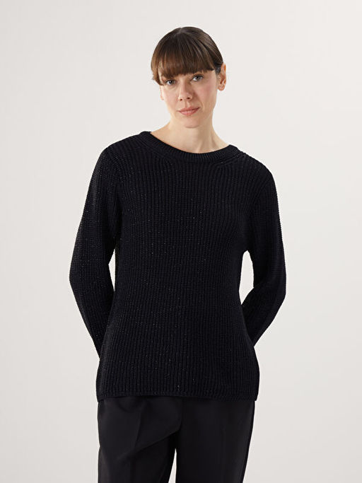 Bisiklet Yaka Ajurlu Kad?n Triko Kazak