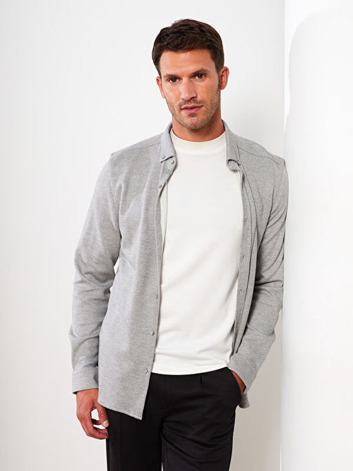 Slim Fit Uzun Kollu ?rme Erkek G?mlek