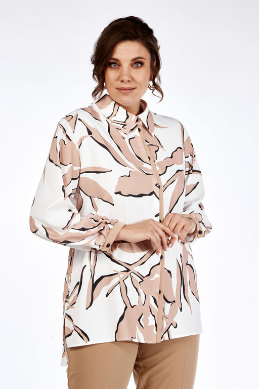 Костюм Элль стиль 2264 белый/бежевый  фото 5