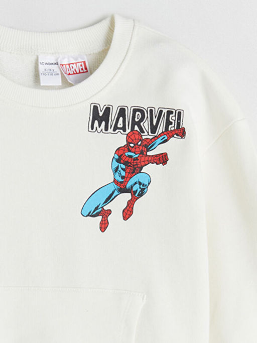 Bisiklet Yaka Spider-Man Bask?l? Erkek ?ocuk Sweatshirt