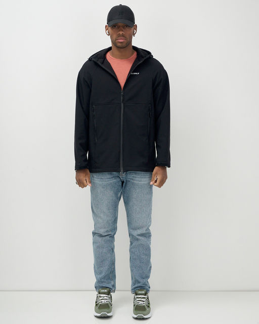 Ветровка спортивная мужская с капюшоном softshell черного цвета 9563Ch - Mtforce фото 5