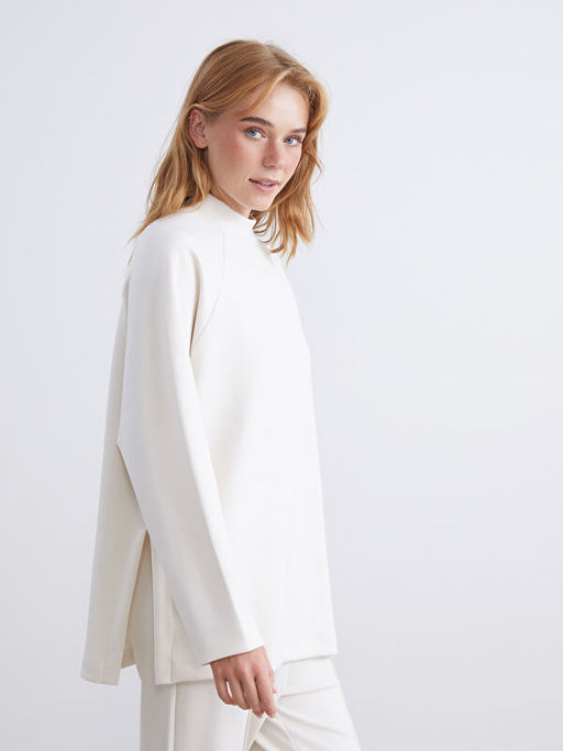Dik Yaka Oversize Kad?n Sweatshirt Tunik