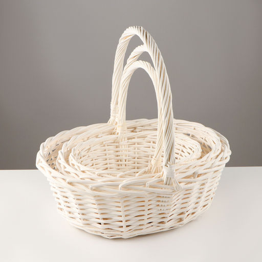 Набор корзин плетёных, 3 шт., 46×36×16/42 см, 41×31×14/35 см, 34×27×12/31 см, ива