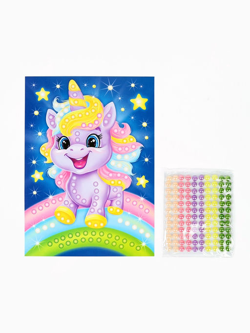 Аппликация бусинами Единорожка, 180?250 мм, набор для творчества