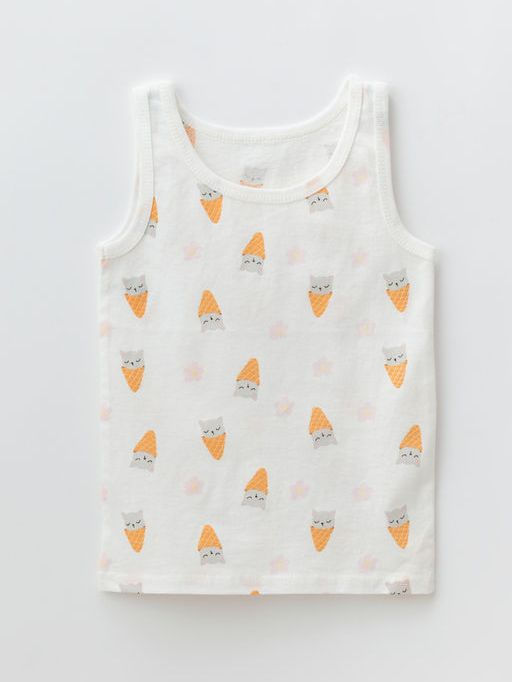 Майка для девочки хлопковые, Белый/рожок, 536 - Lesi kids фото 7