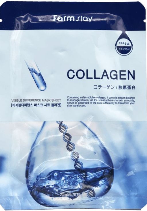 Маска тканевая с коллагеном FarmStay VISIBLE DIFFERENCE MASK SHEET Collagen, 23мл
